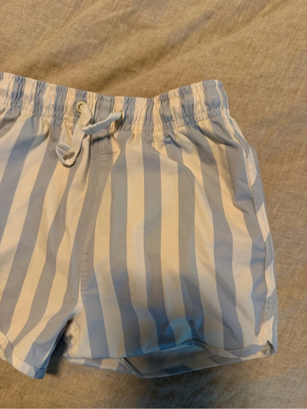 Rylee + Cru Light Blue & White Striped Drawstring Swim Shorts, 4-5T
